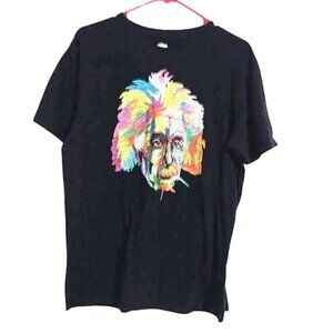 Albert Einstein Graphic T-Shirt With Colorful Embroidery Bioworld Brand 100% Cot